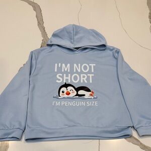 Like New SHEIN Hoodie Sweatshirt “I’m not short I’m penguin sized” Y10